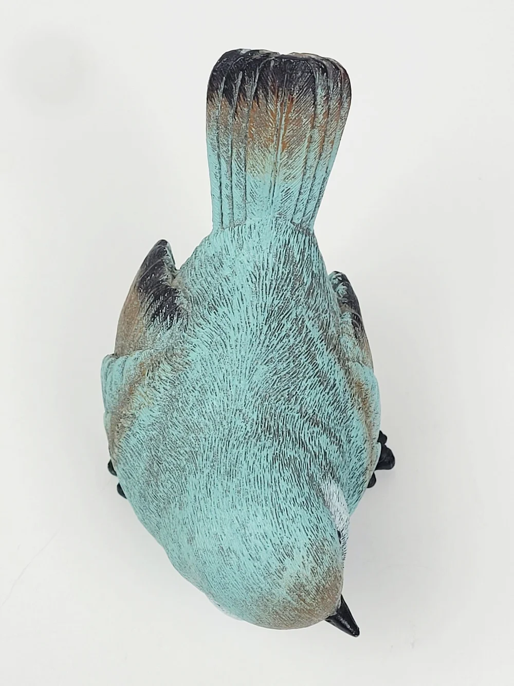 RAZ Imports Resin Stone Textured Chickadee~Ceramic Bitossi Style Bird~Turquoise